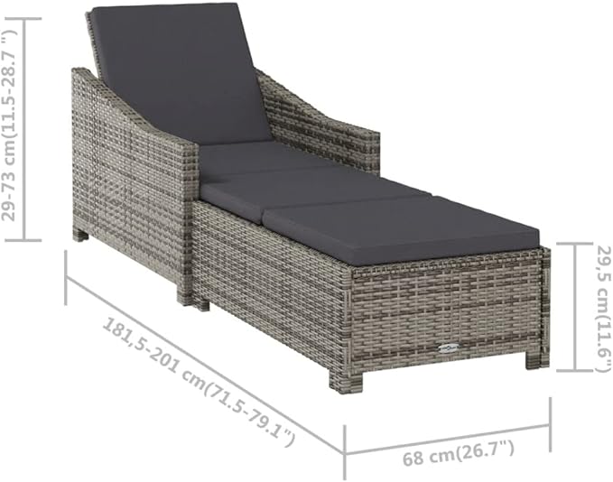 vidaXL Patio Lounge Chair, Outdoor Chaise Lounge Chair with Backrest, Sunlounger with Cushion, Sunbed for Backyard - Photo 9