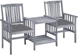 vidaXL Garden Chair with Tea Table Grey Solid Acacia Wood Standard - Photo 1