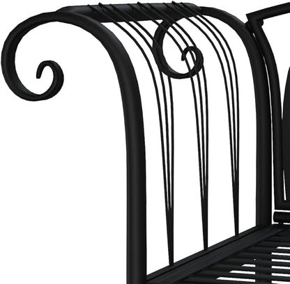 Garden Bench Deck Bench 2-Seater Patio Bench 50.4" Black Steel