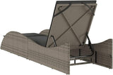 Grey PE Rattan Chaise Lounge Adjustable Backrest 80.7 x 23.6 x 28.7 in Outdoor Pool Patio Sun Lounger Cushioned - Photo 7