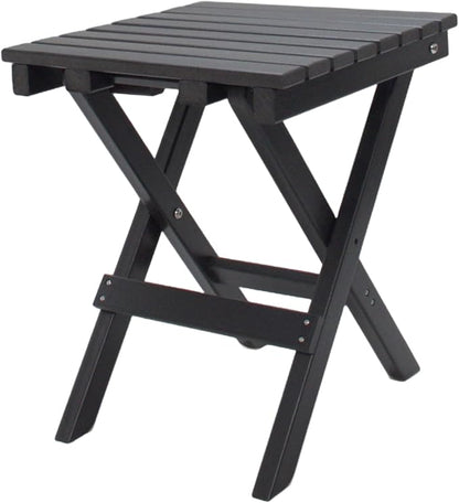 Outdoor Side Table Patio HDPE Small Outside Plastic Folding End Tables for Porch, Patio, Adirondack, Pool, Indoor, Deck, Balcony, Coffee, Black