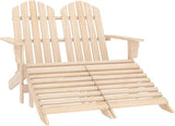 Solid Fir Wood 2-Seater Detachable Garden Adirondack Chair with Ottoman - Photo 1