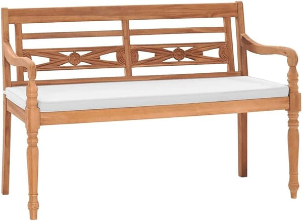 Batavia Bench with Cushions, Vintage Garden Wooden Bench, Outdoor Garden Bench, Bench with Backrest for Patio, Garden - Photo 1