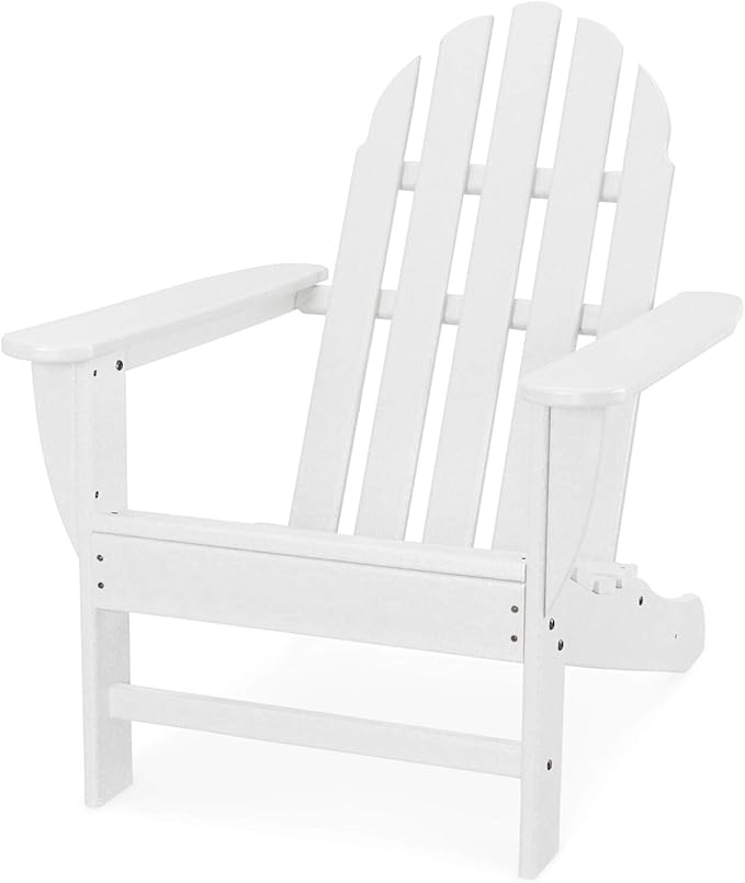 Hanover Classic Adirondack Chair, All-Weather HDPE Outdoor Furniture, Eco-Friendly, Durable Outdoor Patio Seating, White