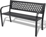 Patio Garden Bench Outdoor Park Benches,Lawn, Porch, Patio,Garden Bench 46.5" Steel Black - Photo 1