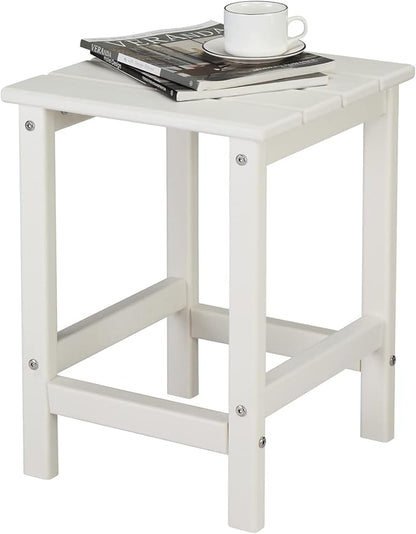 Patio Side Table, Pool Composite Patio Table,HDPE End Tables for Backyard,Pool, Indoor Companion, Easy Maintenance & Weather Resistant (Style 1-White)
