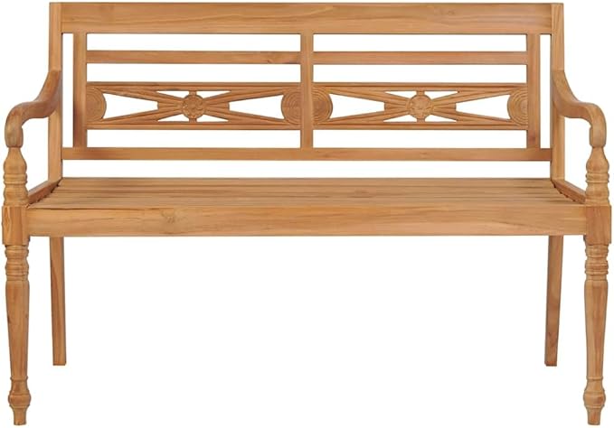 Garden Bench Brown Teak Wood Durable Rustic Elegance for Patio and Garden