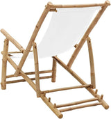Deck Chair Bamboo and Canvas, Outdoor Patio Furniture, Balcony Chairs, Lounge Chairs, Beach Lounge Chair Outdoor - Photo 6