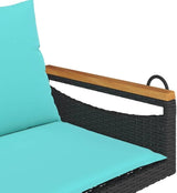 Patio Swing Bench Black and Blue for Two with Removable Cushions - Photo 8