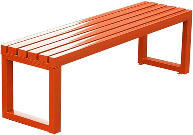 2 Person Outdoor Bench Weatherproof,Metal Garden Benches,Front Porch Bench seat,880 Lbs Weight,Heavy-Duty Furniture Seating for Park,Entryway,Patio Black,Yellow,Orange(Orange,39.3 Inch)