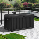 YITAHOME 90 Gallon Large Deck Box, Double-Wall Resin Outdoor Storage Boxes, Deck Storage for Patio Furniture, Cushions - Photo 5