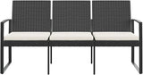 3-Seater Garden Bench with Cushions Black Polypropylene Durable Steel Frame Weather-Resistant Fabric for Patio Balcony - Photo 4