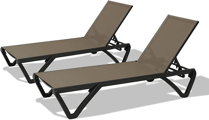 Domi Pool Lounge Chairs Set of 2, Aluminum Chaise Lounge Outdoor - Photo 8
