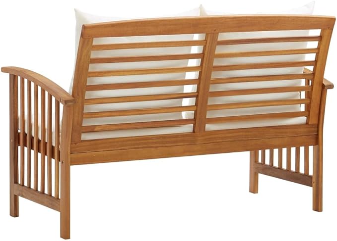 Patio Bench with Cushions, Outdoor Garden Bench, Bench with Backrest and Armrests, Vintage Garden Wooden Bench for Parks - Photo 5