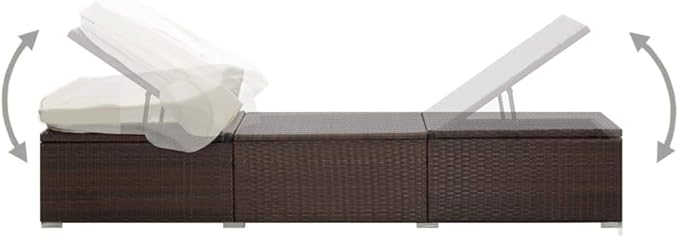 Brown Rattan Outdoor Chaise Lounge, 76.8"x23.6" Recliner Chair with Cream Cushion, Powder-Coated Resin Frame - Photo 4