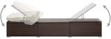 Brown Rattan Outdoor Chaise Lounge, 76.8"x23.6" Recliner Chair with Cream Cushion, Powder-Coated Resin Frame - Photo 4