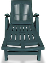 Foldable Green Plastic Sunlounger, 76.8"x28.3"x39.8", Adjustable Backrest - Photo 2