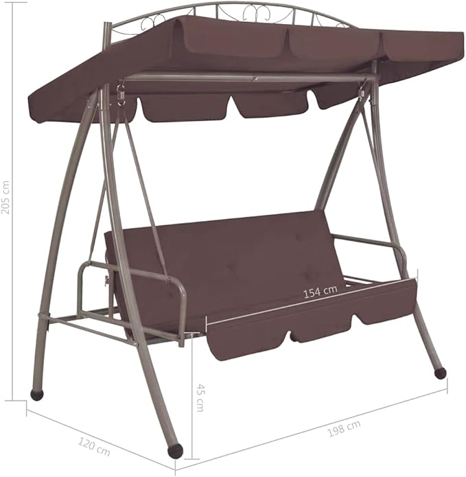 Outdoor Furniture,Accommodating 2 People,with Armrests,Outdoor Swing Bench,Sturdy Metal Frame,for Poolside,Yard,Garden,Deck,Convertible Swing Bench with Canopy Coffee