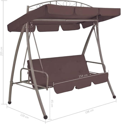 Outdoor Furniture,Accommodating 2 People,with Armrests,Outdoor Swing Bench,Sturdy Metal Frame,for Poolside,Yard,Garden,Deck,Convertible Swing Bench with Canopy Coffee
