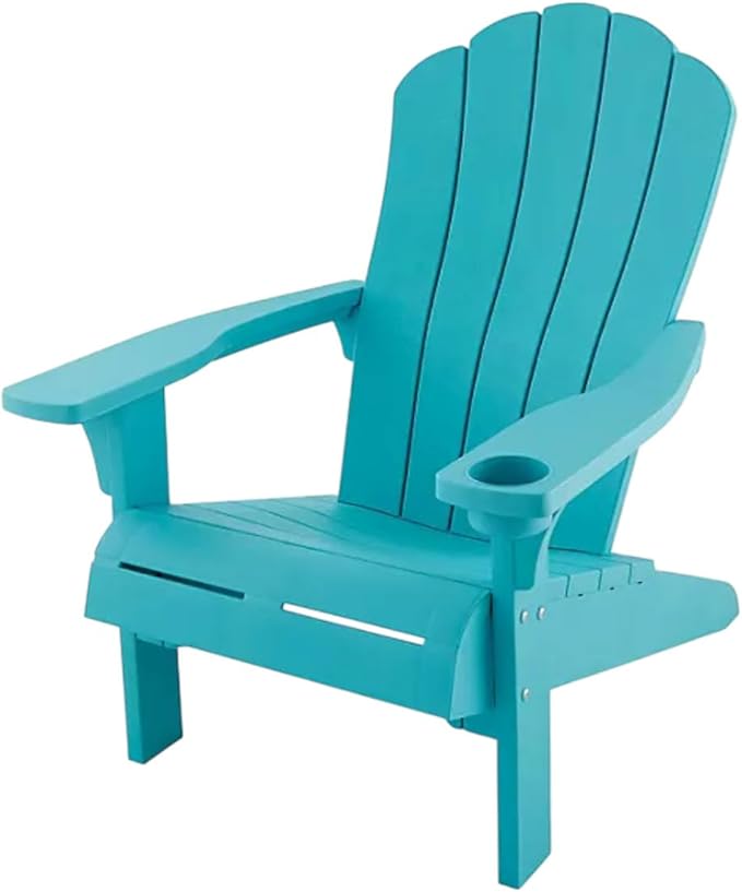 Modern Adirondack Chair with Cup Holder, Outdoor Patio Furniture (Teal)