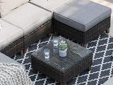 Grand patio Outdoor Coffee Table Wicker Patio Side Table Wicker Patio Table Furniture Conversation Set with Glass Top - Photo 6