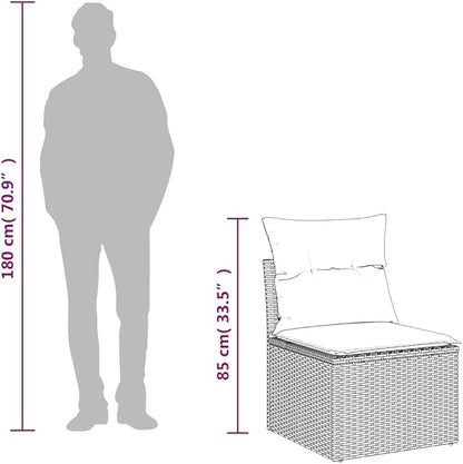 vidaXL Garden Chair Armless with Cushions Black Poly Rattan