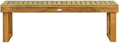Acacia Wood Dining Bench 52 Inch, Teak Outdoor Bench with Slatted Seat, Patio Furniture, Backyard Garden Bench, 700 lbs Capacity