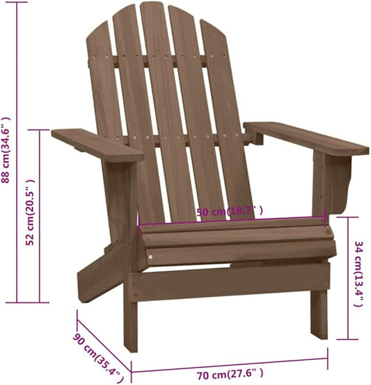 Vintage Brown Hardwood Garden Chair 37.8 x 27.8 x 36.2 in, Solid Redwood Lounge Seat with Carved Backrest for Patio, Porch, Balcony and Backyard