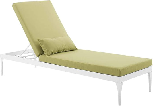 Modway EEI-3301-WHI-PER Perspective Cushion Outdoor Patio Chaise Lounge Chair in White Peridot