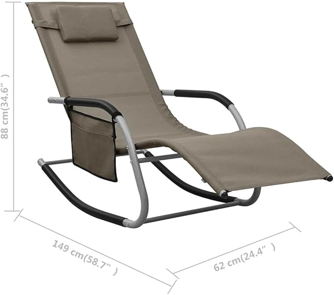 2-Pack Taupe Grey Outdoor Chaise Lounge Set 24.4 x 58.7 x 34.6 in Textilene Pool Loungers w/Detachable Side Pocket - Photo 2