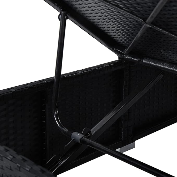 Sun Lounger with Cushion and Tea Table Poly Rattan Black Patio Chaise Lounge Outdoor Lounger for Pool Poolside - Photo 9
