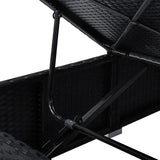 Sun Lounger with Cushion and Tea Table Poly Rattan Black Patio Chaise Lounge Outdoor Lounger for Pool Poolside - Photo 9