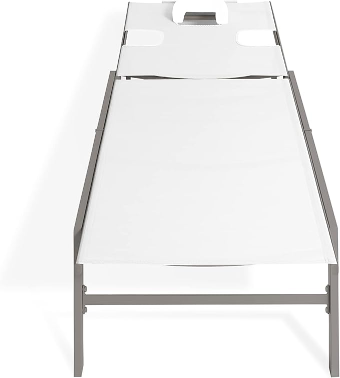 Ostrich Chatham 2 Pieces Patio Chaise Lounges, Patio Lounge Chairs,Facedown Tanning Chair, Patio Chairs, 5-Position Recliner Adjustable Sunbathing Lounge Chair for Patio,Yard, Pool, White & Tan