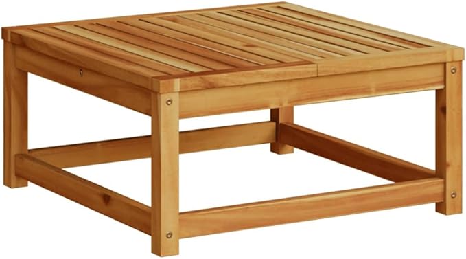 Garden Table Brown Solid Acacia Wood Small Durable,Rustic Solid Acacia Wood Garden Table with Oiled Finish for Small Gatherings and Outdoor Use