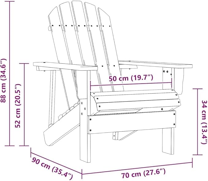 vidaXL Patio Adirondack Chair - Solid Fir Wood Construction, Ergonomically Designed, Sturdy Frame, Weather, Easy Assembly, Outdoor Seating - Vibrant Blue