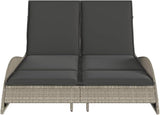 Double Outdoor Chaise Lounge PE Rattan 2-Person 80.7x17.7x28.7in All Weather Cushion Patio Pool Garden - Photo 4