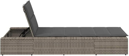 Single Grey PE Rattan Outdoor Chaise Lounge with 3-Position Adjustable Cushioned Backrest, Foldable Steel Frame Sunbed 82.7" L for Garden, Patio, Poolside, Balcony and Backyard