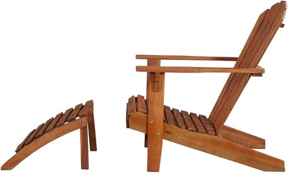 Patio Adirondack Chair with Footrest Solid Acacia Wood,Premium Acacia Wood Adirondack Chair: Relaxing Comfort for Outdoor Living