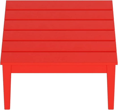 WestinTrends Ashore Outdoor Coffee Table, 32 Inch All Weather Poly Lumber Adirondack Patio Coffee Table Square Low Table, Red