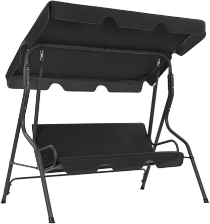 3-Person Garden Swing Bench, Outdoor Patio Porch Swing Chair with Adjustable Canopy, Durable Powder-Coated Steel Frame, Anthracite, 66.9x43.3x60.2 Inches