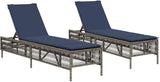 Patio Sun Lounger Gray, 2-Person Adjustable Outdoor Chaise Lounge with Cushion - Photo 1