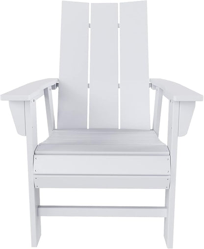 WO WESTIN OUTDOOR HDPE Shoreside Modern Curveback Adirondack Dining Chair,White