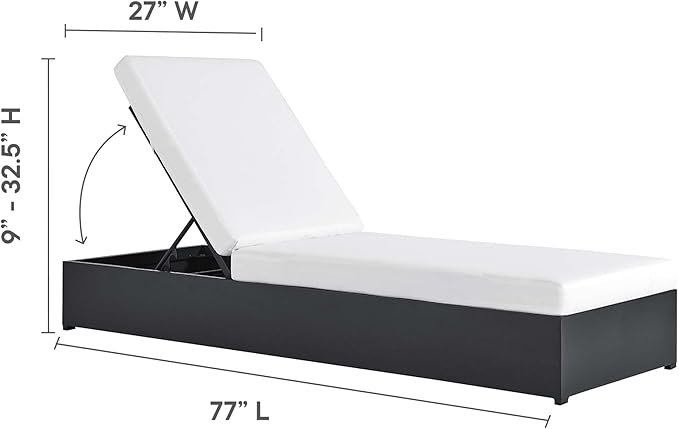 Modway Tahoe Aluminum Outdoor Chaise Lounge in Gray White with Weather-Resistant Cushions - Photo 3