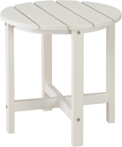 Patio Side Table, Pool Composite Patio Table,HDPE End Tables for Backyard,Pool, Indoor Companion, Easy Maintenance & Weather Resistant (Style 2-White)