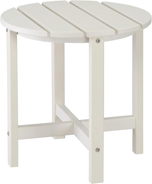 Patio Side Table, Pool Composite Patio Table,HDPE End Tables for Backyard,Pool, Indoor Companion, Easy Maintenance & Weather Resistant (Style 2-White)