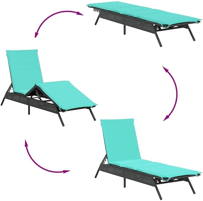 Outdoor Sun Lounger, Adjustable Patio Recliner with Cushion - Photo 7