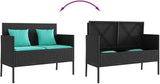 Garden Bench Deck Bench Patio Bench with Cushions Black Poly Rattan - Photo 7