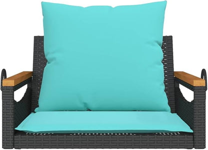 Patio Swing Bench Black Outdoor Garden Furniture with Plush Cushions, Weather-Resistant Sturdy Frame for Patio Balcony Relaxation, Compact Design Easy Assembly