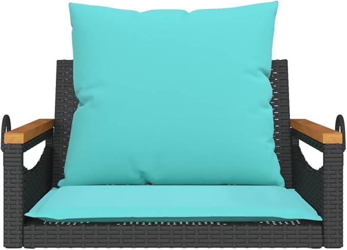 Patio Swing Bench Black Outdoor Garden Seating with Plush Cushions Weather Resistant Materials Compact Design for - Photo 5