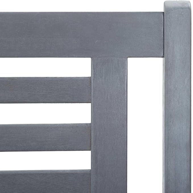 Grey Solid Eucalyptus Wood Garden Bench Outdoor with Cushion Medium Ergonomic 2-Seater for Patio Balcony and Garden Seating Furniture